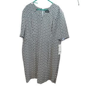 Giovanna Signature Shift Dress Plus Size 24W Black White Geometric Short Sleeve